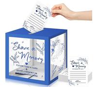50 biglietti di memoria Greenery Share a per collezioni di vita, scatole di memoria per ospiti, idee per funerali, laurea, matrimonio, addio al nubilato, compleanno, anniversario, pensione, colore blu