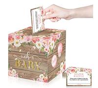 50 biglietti per la lotteria per pannolini floreali con scatola per pannolini per baby shower, decorazioni floreali per baby shower, decorazioni floreali per baby shower, per ragazze, pannolini