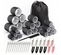 50 bigodini per capelli, bigodini in velcro, 4 misure 60 mm, 48 mm, 36 mm, 25 mm, con 24 clip, bigodini per capelli lunghi, medi, spessi e fini fai da te