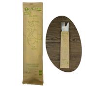 50 Bis Posate con tovagliolo Imbustate in Carta kraft Biocompostabili 1E2N
