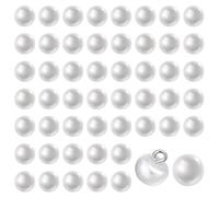 50 bottoni con perle, rotondi con gambo, alla moda e semplici, ampiamente usati in gonne, maglioni, camicie, cappelli, ecc., adatti per decorazioni fai da te (bianco)