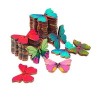 50 bottoni in legno a forma di farfalla, per fai da te, cucito, scrapbooking, vintage, ottima qualità e popolare