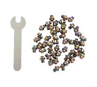 50 bulloni per pedali in acciaio inox, 8 x 6 mm, viti antiscivolo per una maggiore sicurezza sulle biciclette, chiave inglese (colori)