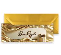 50 Buoni Regalo con Buste Oro, Biglietti Omaggio Eleganti, Gift Card Cartoncino da Compilare, Voucher Personalizzabili Offerte o Sconti Clienti, Coupon Negozi Estetista Parrucchiera Gioielleria Studi