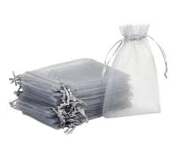 50 Buste Bustine Grigio Organza Per Gioielli, Cadeaux. 9 X 12 CM