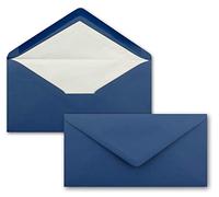 50 buste lunghe DIN - blu scuro con fodera in seta bianca - 11x22 cm - 80 g/m² - ideali per inviti, cartoline di Natale, biglietti di auguri della serie Farbenfroh