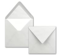 50 buste per lettere, quadrate, 16 x 16 cm, grigio chiaro (grigio), con fodera in carta velina bianca, senza finestra, con incollaggio a umido, per biglietti di invito per matrimoni e compleanno