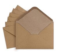 50 buste per lettere, senza finestra, formato B6, con incollaggio a umido, 150 g, colore marrone, vintage, formato B6, per biglietti di auguri, inviti