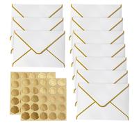 50 buste vuote per biglietti di auguri, 13,5 x 18,5 cm, in formato A7, eleganti buste di carta decorative, con 50 adesivi per feste di nozze, colore: bianco