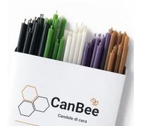 50 Candele Multicolore in Cera d’Api Naturale 16 cm x 5 mm - 40 Minuti - Senza Fumo - Stoppino in Cotone - per Meditazione Profonda, Introspezione, Spiritualità, Relax - CanBee
