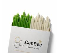 50 Candele Sottili Verdi e Bianche - Crescita e Prosperità in Cera d’Api 100% Naturale 16cm x 5mm, 40 Minuti Senza Fumo e Senza Gocciolamenti - Ideali per Rituali di Prosperità e Meditazione - CanBee