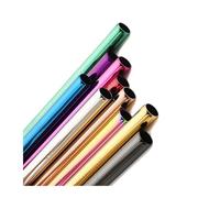 50 cannucce nere riutilizzabili, dritte e curve, in acciaio inossidabile 18/10(Gold Straight)