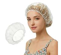 50 cappe da doccia usa e getta, extra grandi, 48,9 cm, impermeabili, per donne e uomini, protezione per il bagno parrucchiere, spa, casa e viaggi, più grandi di cappe standard con diametro di 40 cm