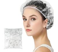50 cappucci da doccia usa e getta in plastica, larghe, spesse, trasparenti, elastiche, unisex, per parrucchieri, spa, viaggi, uso domestico, hotel