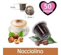 Kickkick Capsule Nocciolino Nespresso Compatibili 100% (50PZ) Made in Italy Bevanda Cremosa e Dolce per Macchina Caffè Nespresso al Gusto di Nocciola