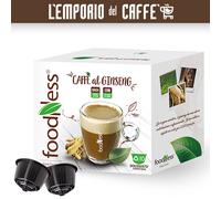 50 Capsule FOODNESS Caffe GINSENG CON ZUCCHERO DI CANNA Compatibili Dolce Gusto
