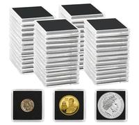 50 Capsule per moneta, Portamonete con Guarnizioni Nere di 5 Dimensioni 20/25/30/35/40mm, Custodie Trasparenti