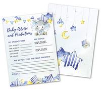 50 carte Deluxe Blue Elephant Consigli e Prediction - Grandi su entrambi i lati, 12,7 x 17,7 cm, per baby shower, nuovo libro dei messaggi per genitori, mamma e papà per essere, decorazioni, attività forniture inviti
