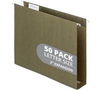 50 cartelle portadocumenti da appendere, resistenti, espandibili con espansione di 5,1 cm, formato lettera standard, progettate per riporre file ingombranti, confezione da 50