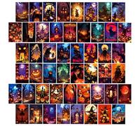 50 cartoline di Halloween con case infestate, zucche, pipistrelli, bizzarri paesaggi artistici, utilizzate per decorare le pareti della casa, forniture per album di ritagli (Halloween)