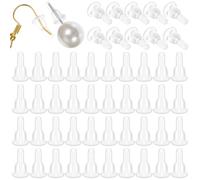 50 chiusure per orecchini in gomma trasparente, morbide, per orecchini, in plastica ipoallergenica, in silicone e silicone, kit di ricambio per ganci da pesca, orecchini a cerchio