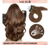 50 ciocche di extension per capelli umani con micro anelli, extension per capelli lisci setosi, colore 4#, per donne Capelli veri
