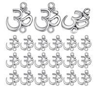 50 ciondoli pendenti in argento antico chakra Om sanscrito in lega vintage yoga OM ciondoli connettori accessori artigianali per braccialetti fai da te collane gioielli risultati