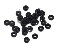 50 ciondoli perline di posizionamento in gomma elastica per bracciali in pelle che fanno anello di tenuta guarnizione rondella assortimento in silicone-foro 2 mm nero