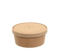 50 Ciotole contenitori take away con coperchio in carta Ø 15 x h 6,5 cm