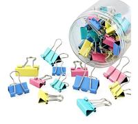 50 clip colorate per raccoglitori, 3 misure, in metallo, 15 mm/19 mm/25 mm