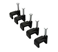 50 clip di fissaggio piatte in plastica nera per cavi elettrici TV, telefono, Internet 14 mm x 50