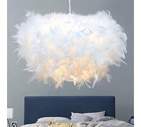 50 cm/19.8 "emisfero bianco piuma pendent luce piuma paralume lampada da soffitto piuma lampadario per soggiorno, camera da letto, sala da pranzo