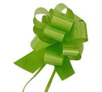 50 coccarde autotiranti granfiocco nastro 3cm l.130 cm diam.12cm verde mela BOL
