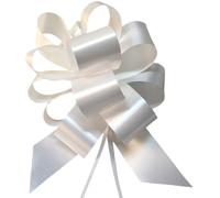 50 coccarde autotiranti granfiocco nastro 5cm l.150 cm diam.18cm bianco matrimon