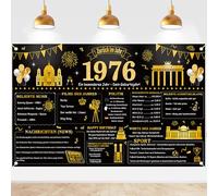 50° compleanno Banner decorativo da uomo - Nero Oro Back in 1976 Poster Happy 50th Birthday Decorazioni Grande Back in 1976 sfondo striscione 50 anni Anniversario Home Decor per decorazioni di
