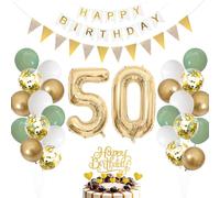 50° compleanno decorazione verde salvia - palloncino per uomini e donne, palloncino verde bianco oro, numero 50 palloncini in pellicola, decorazione per torta
