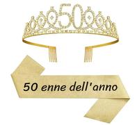 50 Compleanno Fascia in Italiano 50 Anni di Compleanno Donna Tiara Corona per Compleanno 50 Coroncina di Compleanno Decorazioni Addobbi Compleanno