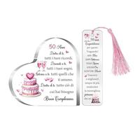 50 ° Compleanno Regalo per Donne Targhe e cartelli decorativi Segnalibro Set da 2 Pezzi Apprezzare Segni Zia Madrina Amici Personalizzato Felice Cinquantesima Compleanno Regali Mamma Nonna Ricordi