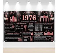 50° compleanno striscione da donna - oro rosa Back in 1976 Poster Happy 50th Birthday Decorazioni Grande Back in 1976 sfondo striscione 50 anni Anniversario Home Decor per decorazioni di compleanno