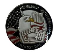 50 Confezione Remember Settembre 11th Patriota Day Rotondo Moto Cappello Spilla