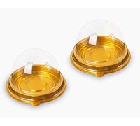 50 confezioni da 5,1 cm di plastica trasparente per mini torte, muffin e biscotti, confezione regalo di compleanno e matrimonio Gold