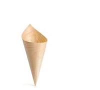 50 Coni legno di pino altezza 12 cm CROWN CHEF fritto stuzzichini Contenitori ecologici usa e getta finger food 100 % biodegradabili Ø 5