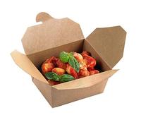 50 Contenitori antiunto bio e compostabili per asporto take away e delivery cibi in cartoncino kraft 1500 ML (misure: 21,8x16x6,3 cm)