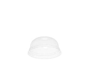 50 Coperchi compostabili a cupola con foro PLA trasparente Ø8,5 h4,2cm