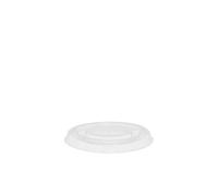 50 Coperchi compostabili piatti con foro a croce PLA trasparente Ø8,5 h1cm
