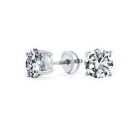.50 CT Round Cubic Zirconia Brilliant Cut AAA CZ Solitaire Stud Earrings For Women For Men .925 Sterling Silver Screw back 5MM