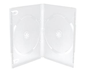 50 custodie per CD, DVD e Bly Ray trasparenti DOPPIE 14mm con tasca trasparente per copertina