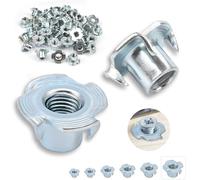 50 dadi a innesto M10 x 13 mm, in acciaio al carbonio zincato con 4 punte, per legno, tavole, mobili, artigiani, costruzioni, pareti da arrampicata, kit di viti, fai da te