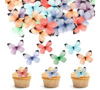 50 decorazioni commestibili per cupcake a forma di farfalla, in ostia, piccole farfalle colorate pastello per matrimoni, baby shower, feste di compleanno