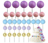 50 decorazioni per torte a sfera, palline viola e oro, per la decorazione di torte, palline arcobaleno per torte, mini topper per torta di compleanno (viola)
